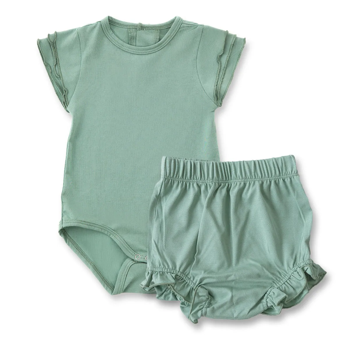 Tencel Lyocell Ruffle Bodysuit And Bloomer Set