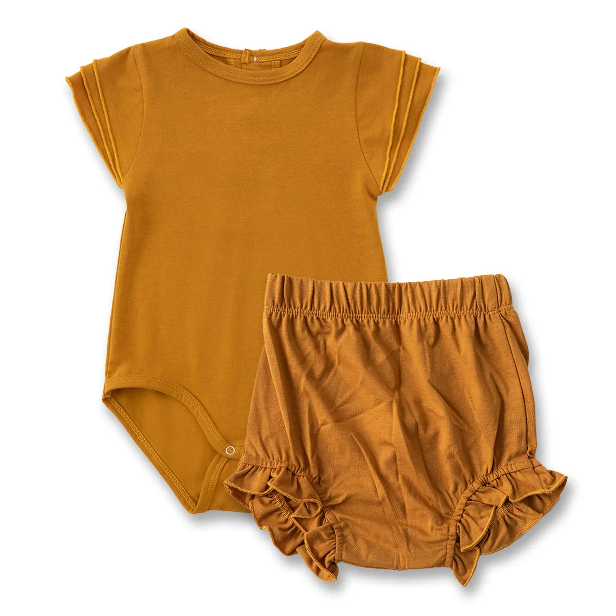 Tencel Lyocell Ruffle Bodysuit And Bloomer Set