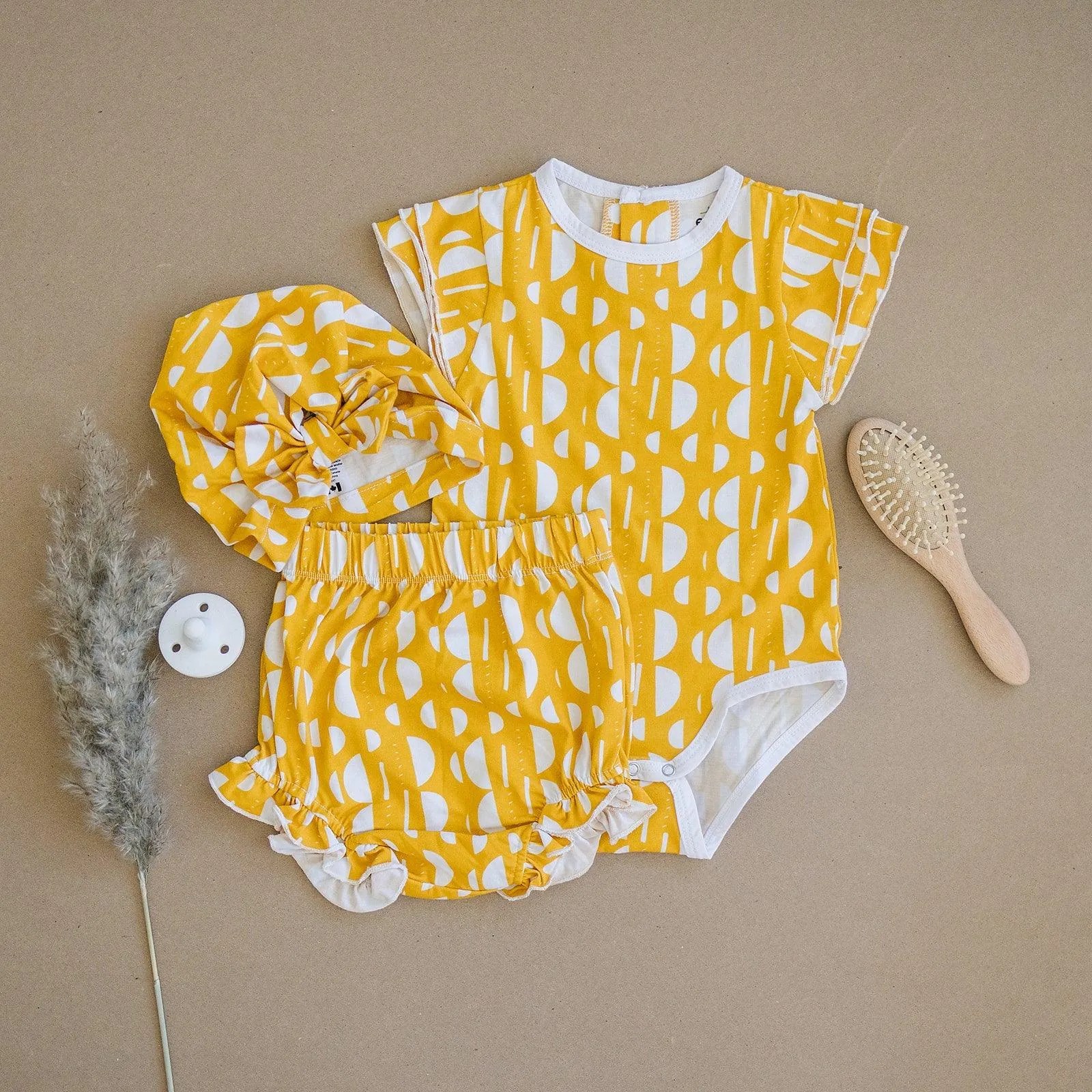 Tencel Lyocell Ruffle Bodysuit And Bloomer Set