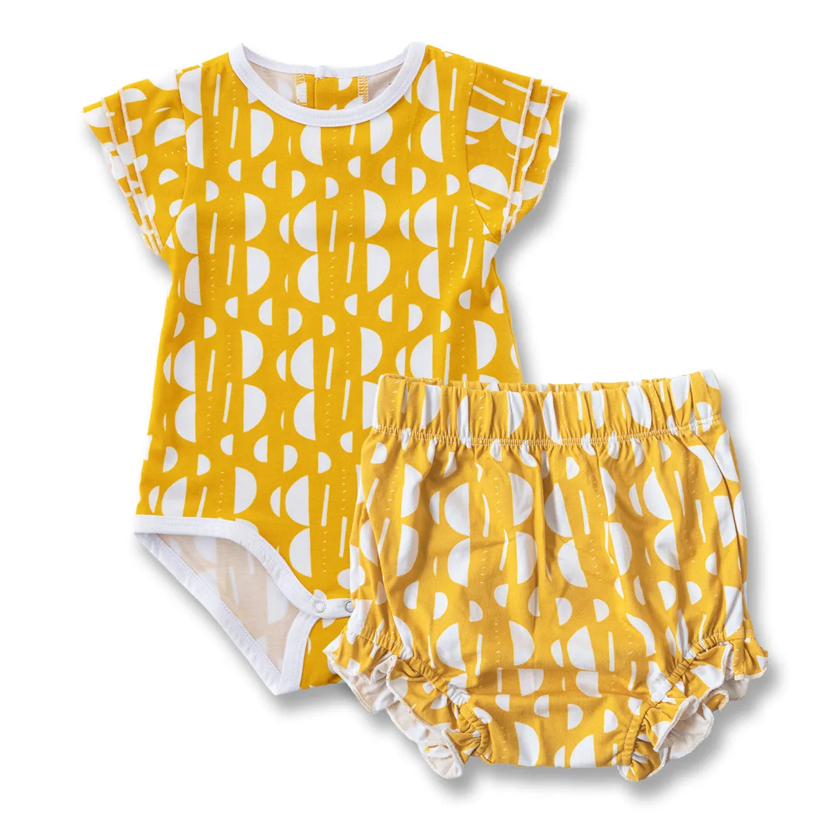 Tencel Lyocell Ruffle Bodysuit And Bloomer Set