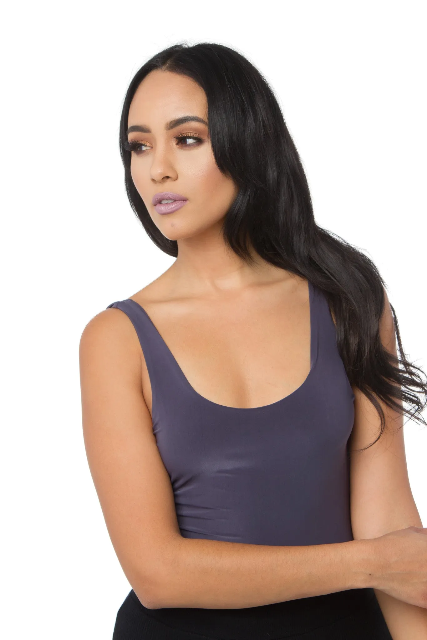 THE MYSTYLEMODE CHARCOAL TANK LOW BACK ESSENTIAL BODYSUIT