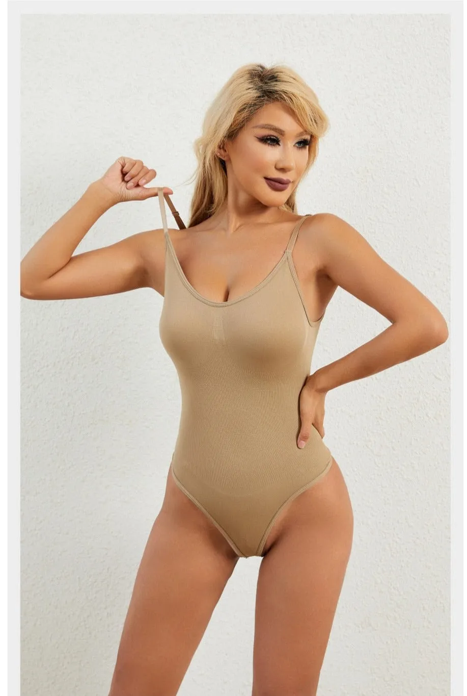 Thong Shapewear Bodysuit Scoop Neck