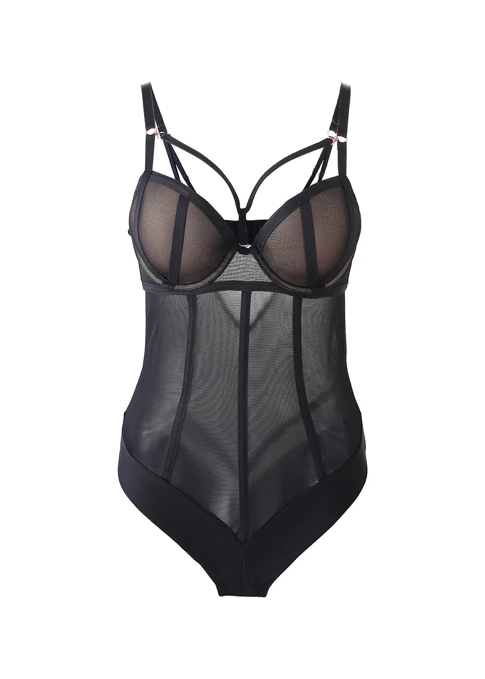 TINA Sexy Push-Up Mesh Black Bodysuit