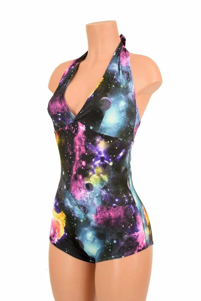 UV Glow Galaxy Print "Monroe" Halter Romper