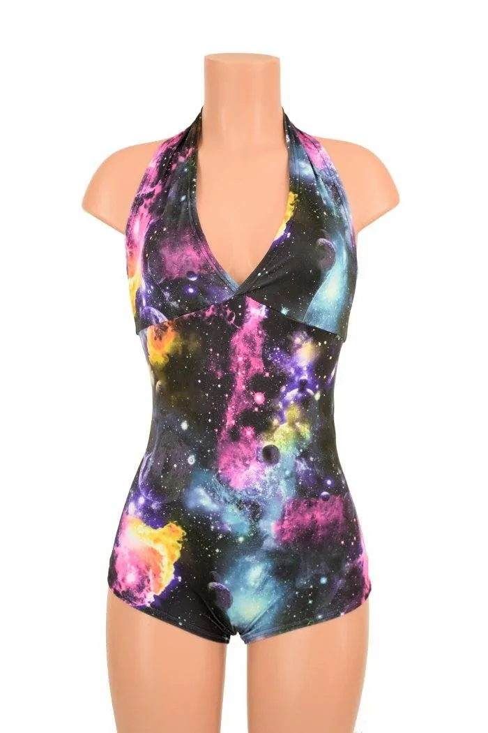 UV Glow Galaxy Print "Monroe" Halter Romper