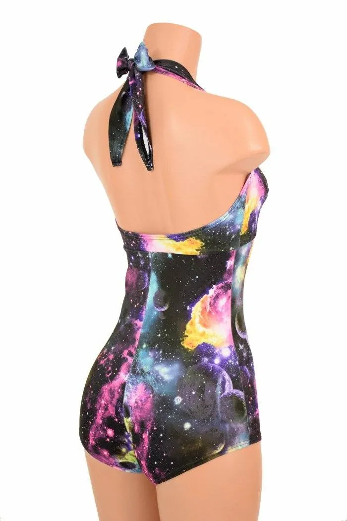 UV Glow Galaxy Print "Monroe" Halter Romper