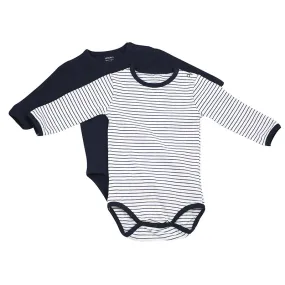 Venice Stripe Jersey Long Sleeve Romper Bodysuit - 2 Pack (2 Colors)