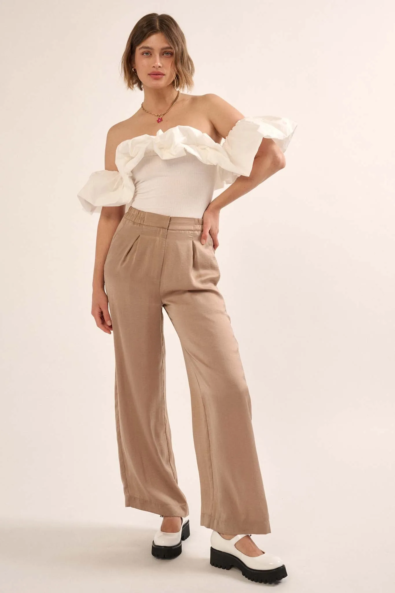 Vita Bellissima Off-Shoulder Ruffle Bodysuit