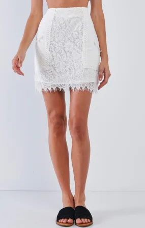 White Lace Tight Fit Skirt