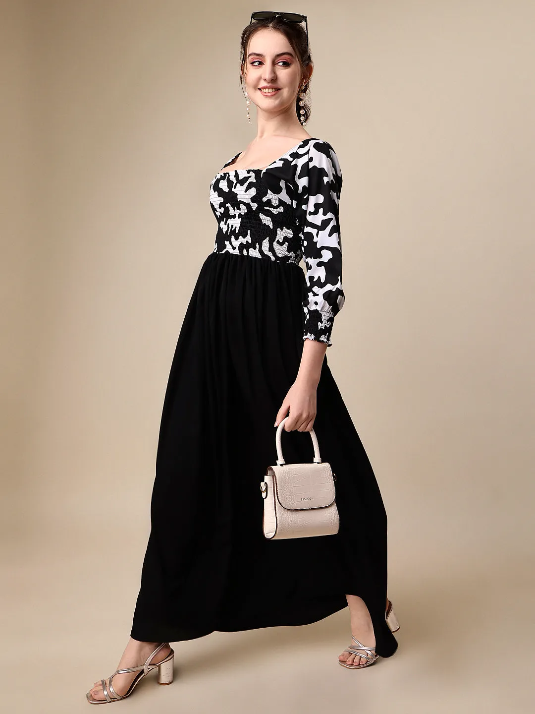 Wild Monochrome Animal Print Maxi Dress