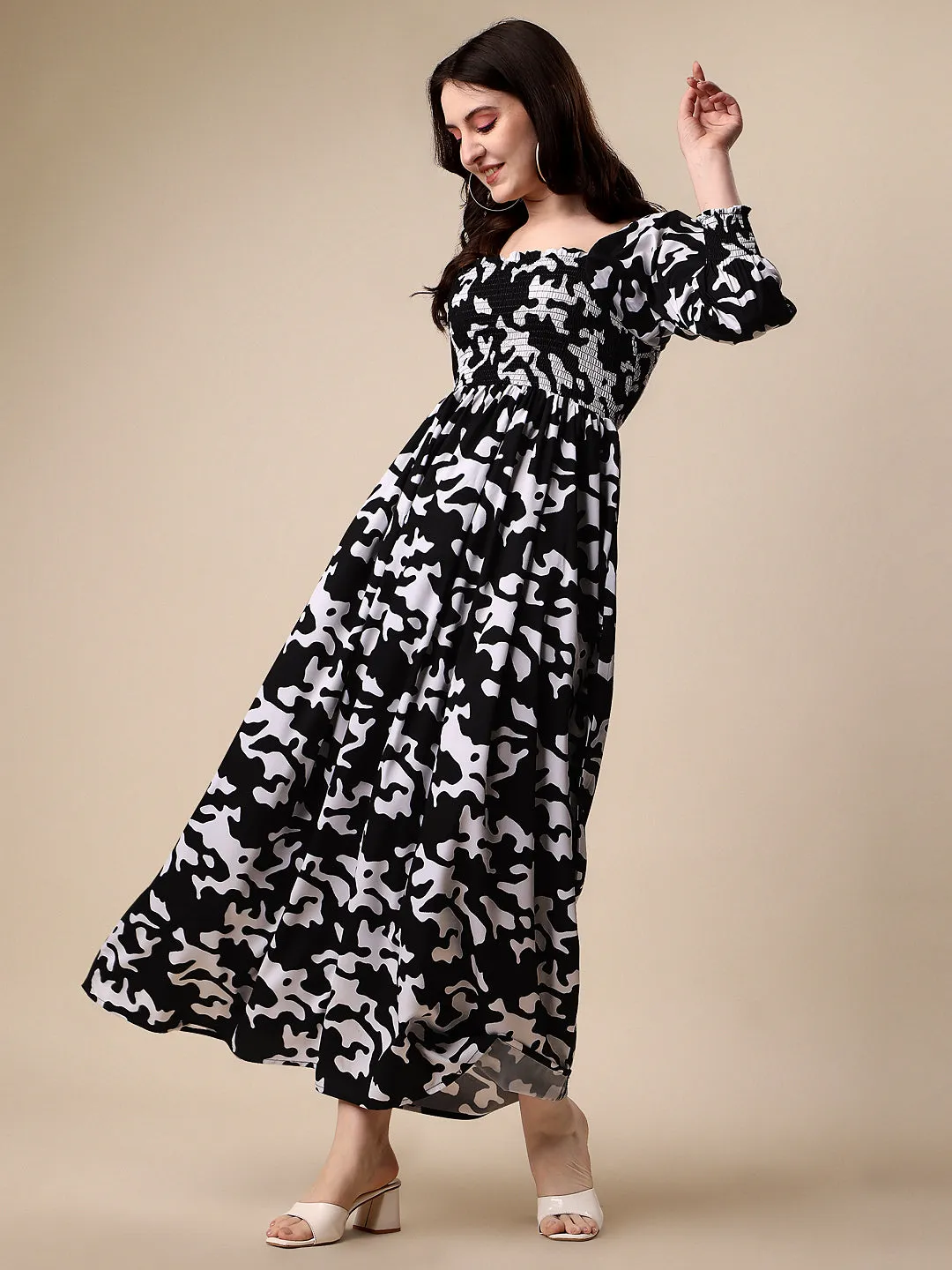 Wild Monochrome Animal Print Maxi Dress