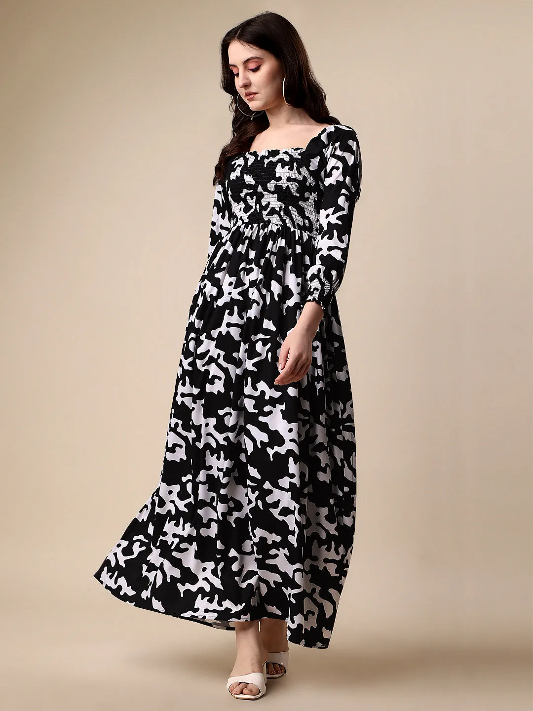 Wild Monochrome Animal Print Maxi Dress