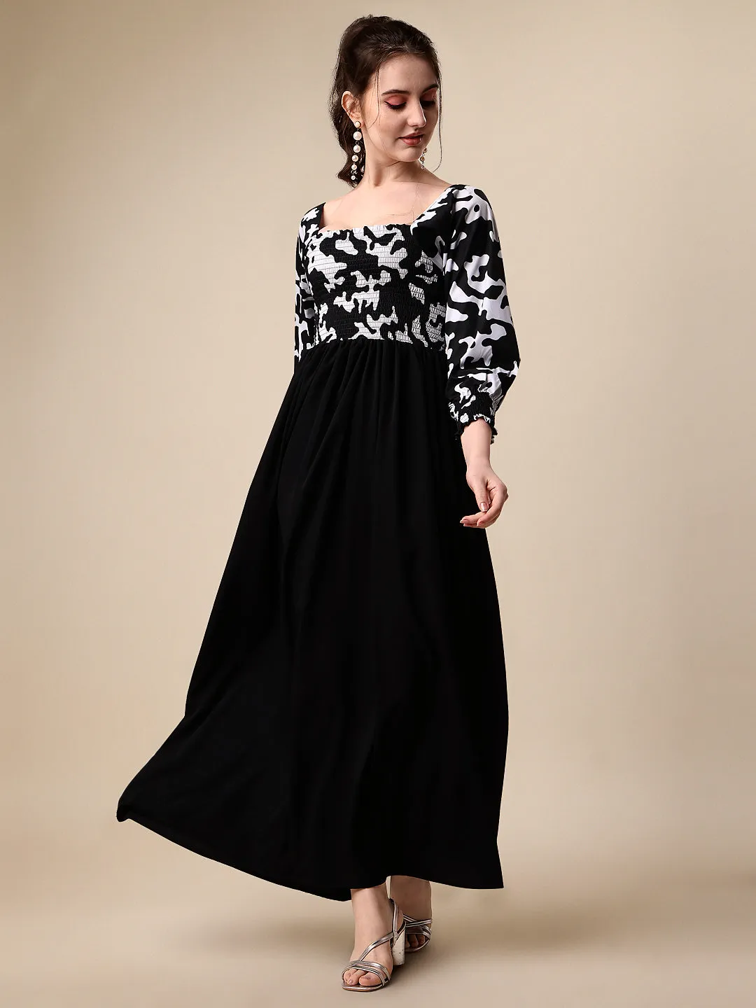 Wild Monochrome Animal Print Maxi Dress