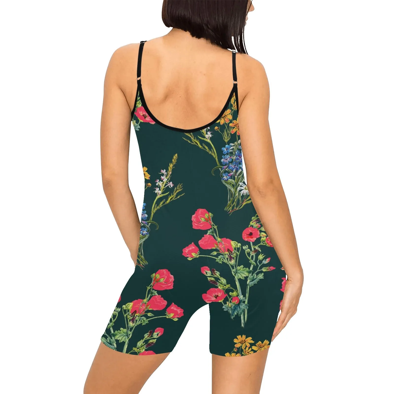 wildflowers yoga_leggings_template-Recovered Women's Short Yoga Bodysuit