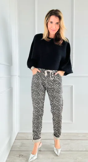 Wish List Leopard Italian Joggers- Beige