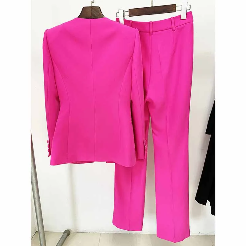 Women Cut Out Fitted Blazer   Mid-High Rise Slim fit Flare Trousers Pants Suit Wedding Suit