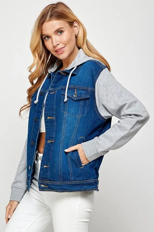 Womens Denim Jacket With Fleece Hoodies