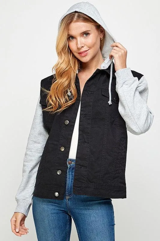 Womens Denim Jacket With Fleece Hoodies