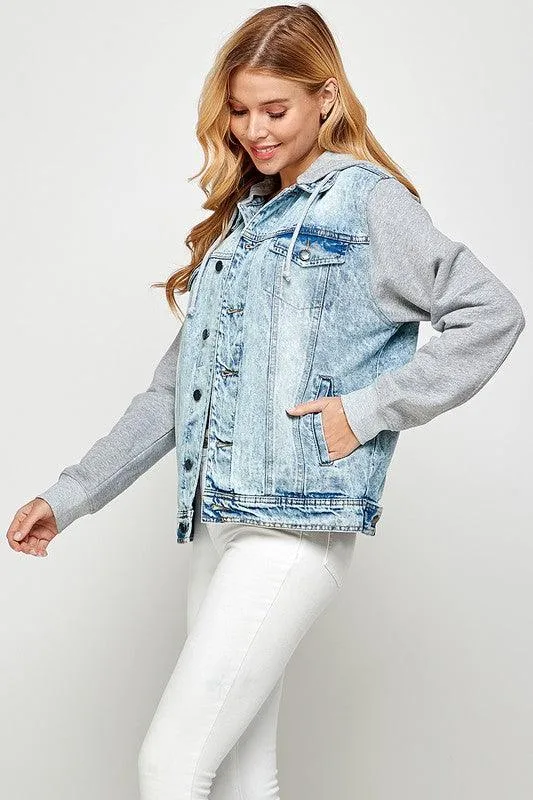 Womens Denim Jacket With Fleece Hoodies