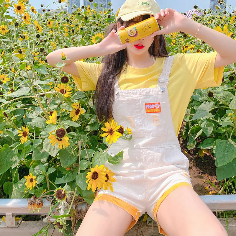 Yellow (suspenders   T-shirt) 2-piece set  PL52279