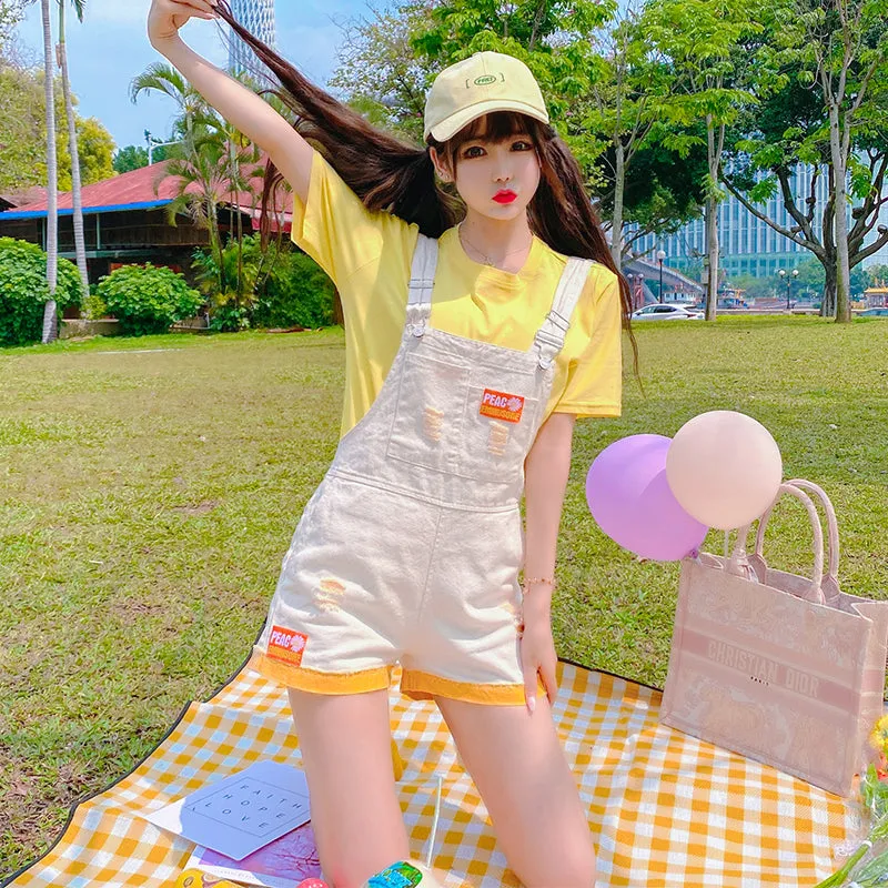 Yellow (suspenders   T-shirt) 2-piece set  PL52279