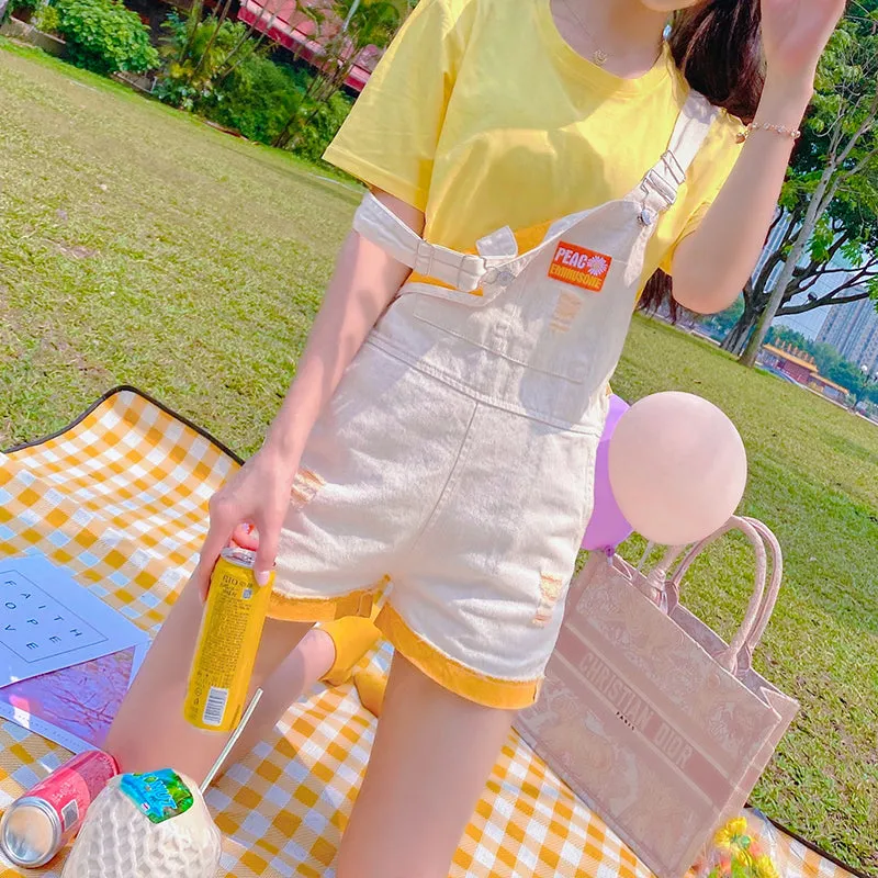 Yellow (suspenders   T-shirt) 2-piece set  PL52279